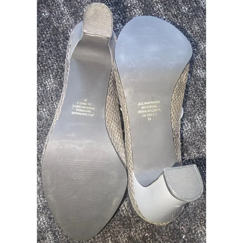 Vintage 1980s / 1990s Valley Lane Grey & Faux Snakeskin Lace-Up Pumps 7M